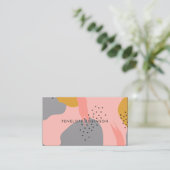 Roze gouden penseelstreken abstracte patroonkraft visitekaartje (Staand voorkant)