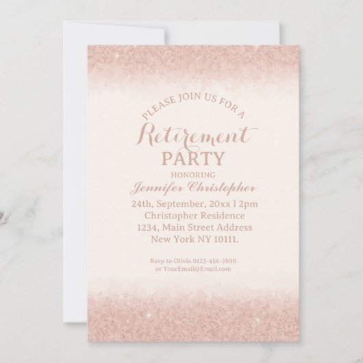 Roze Gouden Pensioenfeest Kaart (Voorkant)