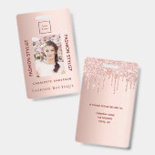 Roze gouden personeelsfoto badge (Voor- en achterkant)
