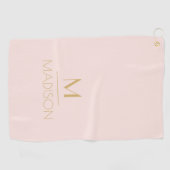 Roze & Gouden Persoonlijk Monogram | Naam Golfhanddoek (Horizontaal)