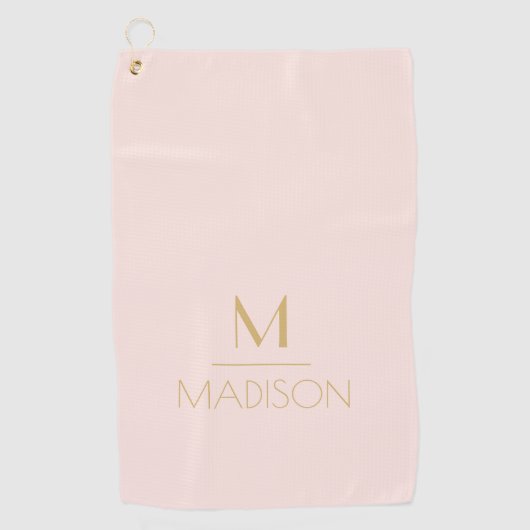 Roze & Gouden Persoonlijk Monogram | Naam Golfhanddoek (Voorkant)