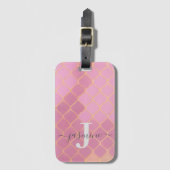 Roze Gouden Persoonlijke Meisjes Bagagelabel (Voorkant (verticaal))