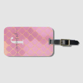 Roze Gouden Persoonlijke Meisjes Bagagelabel (Voorkant (horizontaal))