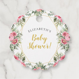 Roze Gouden Pioenrozen Baby Shower Bedankjes Labels