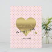 Roze & Gouden Polka Dot Elegante Huwelijkspartij Programmakaart (Staand voorkant)
