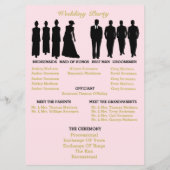 Roze & Gouden Polka Dot Elegante Huwelijkspartij Programmakaart (Achterkant)