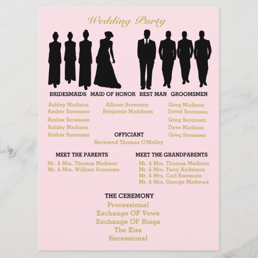 Roze & Gouden Polka Dot Elegante Huwelijkspartij Programmakaart (Achterkant)