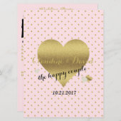 Roze & Gouden Polka Dot Elegante Huwelijkspartij Programmakaart (Voorkant / Achterkant)