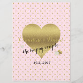 Roze & Gouden Polka Dot Elegante Huwelijkspartij Programmakaart (Voorkant)