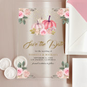Roze Gouden Pompoen Bloemige Trouw Save the Date Acryl Uitnodigingen