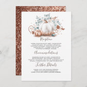 Roze Gouden Pompoen Bruiloft Details Informatie Informatiekaartje (Voorkant / Achterkant)