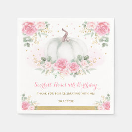 Roze Gouden Pompoen Herfst Herfst Bloemen Baby sho Servet