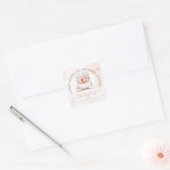 Roze Gouden Pompoen Herfst Party Adres Vierkante Sticker (Envelop)