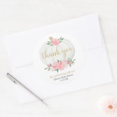 Roze gouden pompoen meisje baby shower floral ronde sticker (Envelop)