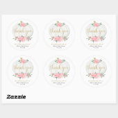 Roze gouden pompoen meisje baby shower floral ronde sticker (Vel)