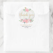 Roze gouden pompoen meisje baby shower floral ronde sticker (Tas)