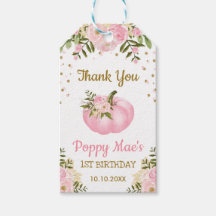 Roze Gouden Pompoen Meisje Verjaardagsfeestje Herf