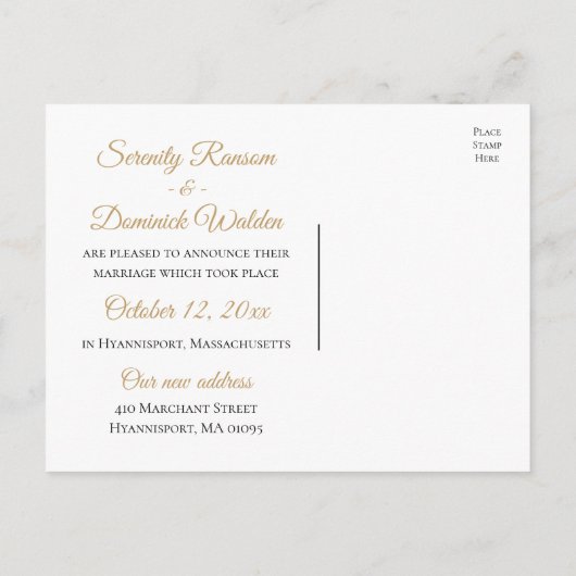 Roze gouden pompoen net getrouwd herfst bruiloft aankondigingskaart (Achterkant)