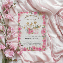 Roze Gouden Pompoen Virtuele Baby Shower Uitnodigi