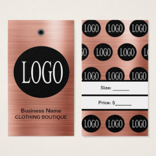 Roze Gouden Prijskaartjes met Logo voor Kleding Visitekaartje