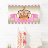 Roze gouden Princess Crown Baby shower Spandoek (Insitu)