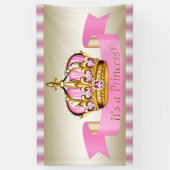 Roze gouden Princess Crown Baby shower Spandoek (Verticaal)