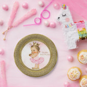 Roze Gouden Prinses  Baby Meisje Douche Party Papieren Bordje (Feest)