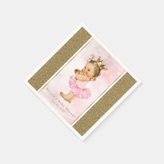 Roze Gouden Prinses  Baby Meisje Douche Party Servetten (Hoek)