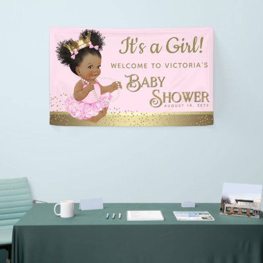 Roze Gouden Prinses Baby shower Banners (Beurs)