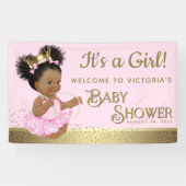 Roze Gouden Prinses Baby shower Banners (Horizontaal)