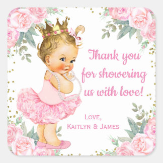 Roze Gouden Prinses Baby Shower Favor Stickers