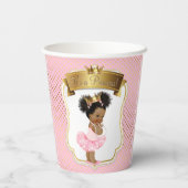 Roze gouden prinses Baby shower papieren bekers (Achterkant)