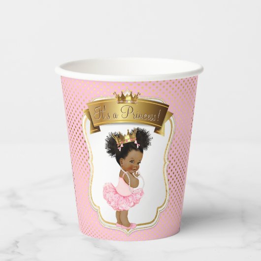 Roze gouden prinses Baby shower papieren bekers (Voorkant)