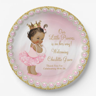 Roze Gouden Prinses Baby Shower Papieren Borden Bordje
