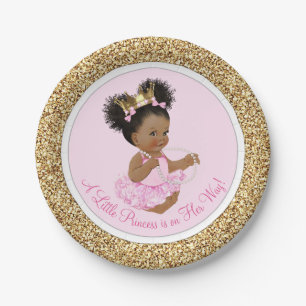 Roze Gouden Prinses Baby Shower Papieren Borden Bordje