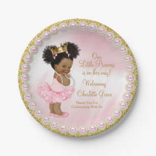 Roze Gouden Prinses Baby Shower Papieren Borden Bordje