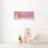 Roze Gouden Prinses Baby Shower Spandoek (Insitu)