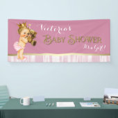 Roze Gouden Prinses Baby Shower Spandoek (Beurs)
