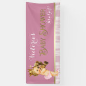 Roze Gouden Prinses Baby Shower Spandoek (Verticaal)