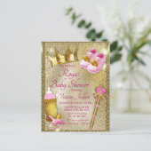 Roze Gouden Prinses Baby Shower Uitnodiging (Staand voorkant)