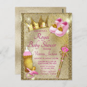 Roze Gouden Prinses Baby Shower Uitnodiging (Voorkant / Achterkant)