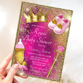 Roze Gouden Prinses Baby Shower Uitnodiging
