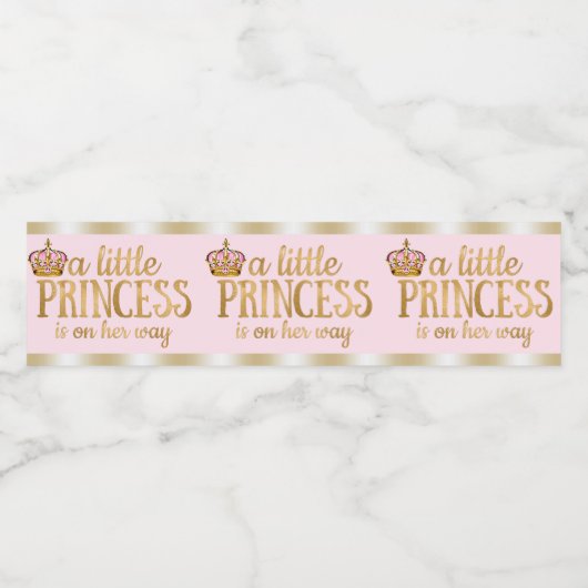 Roze Gouden Prinses Baby shower Waterflesetiketten Waterfles Etiket (Enkel label)