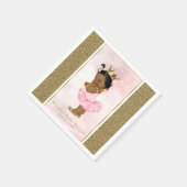 Roze Gouden Prinses  Donkere Baby Meisje Douche Servetten (Hoek)