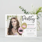 Roze Gouden Prinses Foto Elke Leeftijd Verjaardags Kaart (Staand voorkant)