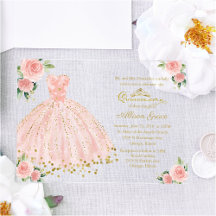 Roze Gouden Prinses Jurk Floral Quinceañera