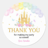 Roze Gouden Prinses Kasteeletiketten Stickers Verj (Voorkant)