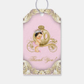 Roze Gouden Prinses Koets Baby Shower Cadeaulabel (Achterkant)