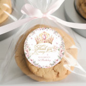 Roze Gouden Prinses Kroon 1e Verjaardag Ballonnen Ronde Sticker