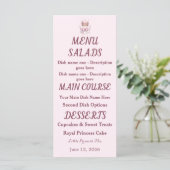 Roze Gouden Prinses Kroon Vlinder Envelop Voering Menu (Staand voorkant)